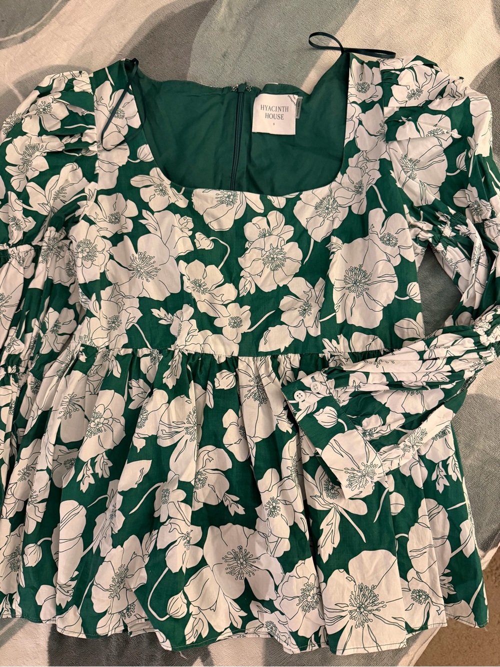 Hyacinth House Green Floral Peplum Blouse